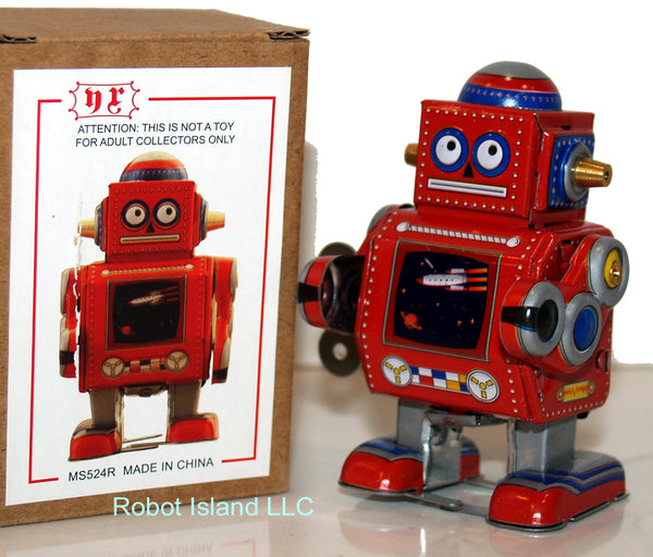 Red Mini Robot Tin Toy Windup - SALE!