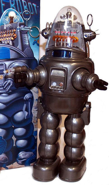 ARRIVED! Japan Exclusive Grey Metallic Gloss Robby the Robot with Blaster  Osaka Tin Toy