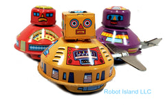 ARRIVED! A Flying Saucer SET Robot Tin Toy Windups - SALE!