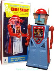 Chief Smoky Robot Tin Mr. Chief Battery Operated Blue