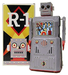 ARRIVED! Grey Rocket USA R-1 Robot Black Stripe Edition Tin Toy Battery Operated